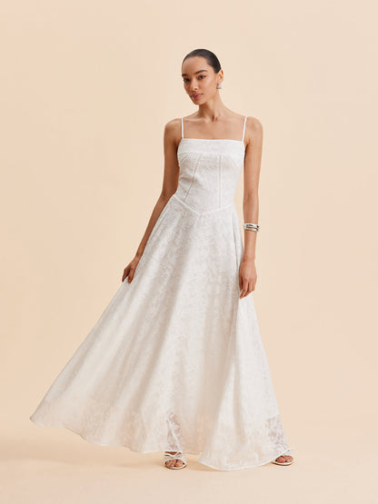 Şifon Çiçekli Dantel Askılı Elbise Quvarse