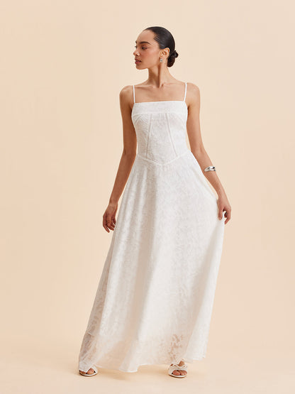 Şifon Çiçekli Dantel Askılı Elbise Quvarse