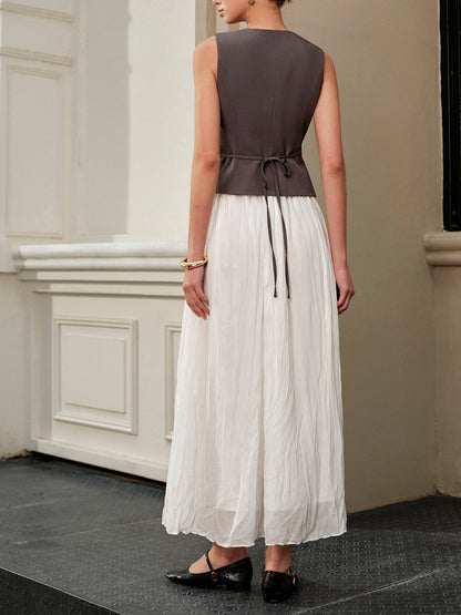 Lastikli Bel Plise Maxi Etek Quvarse