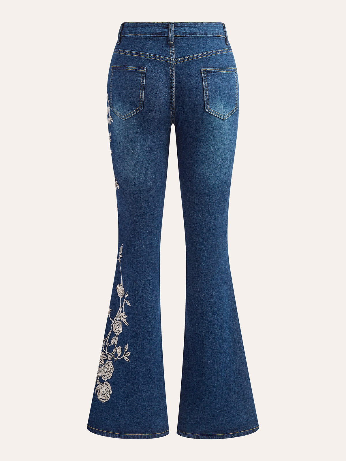 Şık Orta Bel Sıfır Paça Jeanler Elegant Nakışlı THESVELTECHIC