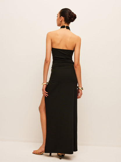 Flora Halter Kesik Yırtmaçlı Etek Takımı Quvarse