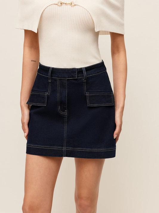 Şık Dekoratif Ceplerle Denim Etek Shine Aura