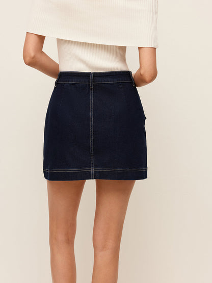 Şık Dekoratif Ceplerle Denim Etek Shine Aura