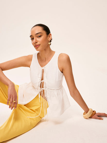 Pamuk Bağcık Detaylı Yarı Saydam Üst Quvarse