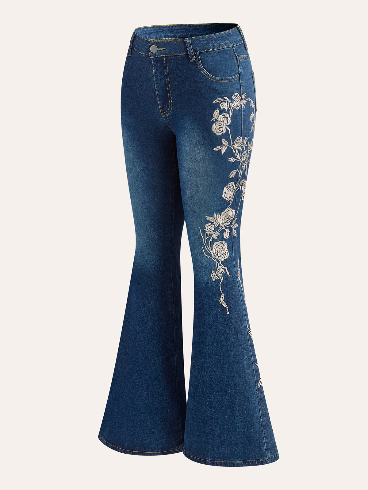 Şık Orta Bel Sıfır Paça Jeanler Elegant Nakışlı THESVELTECHIC