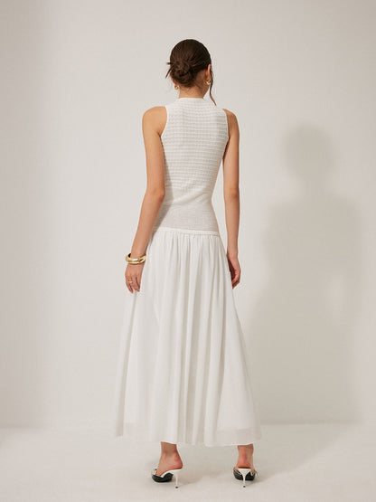 Yarım Saydam Örgü Kolsuz Elbise Quvarse