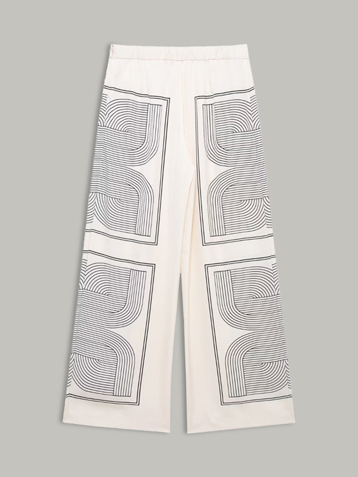 Şık Orta Bel Geniş Paçalı Pantolon, Şık Geometrik Desenli THESVELTECHIC