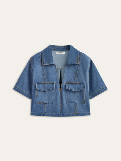 Denim Pocket Detailed Short Set Quvarse