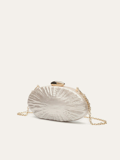 Zarif İnci Doku Clutch Şık Altın Zincirli THESVELTECHIC