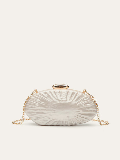 Zarif İnci Doku Clutch Şık Altın Zincirli THESVELTECHIC