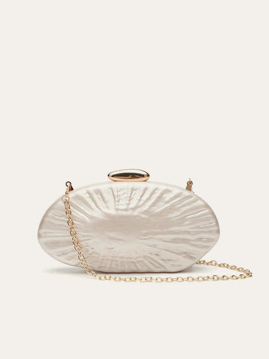 Zarif İnci Doku Clutch Şık Altın Zincirli THESVELTECHIC