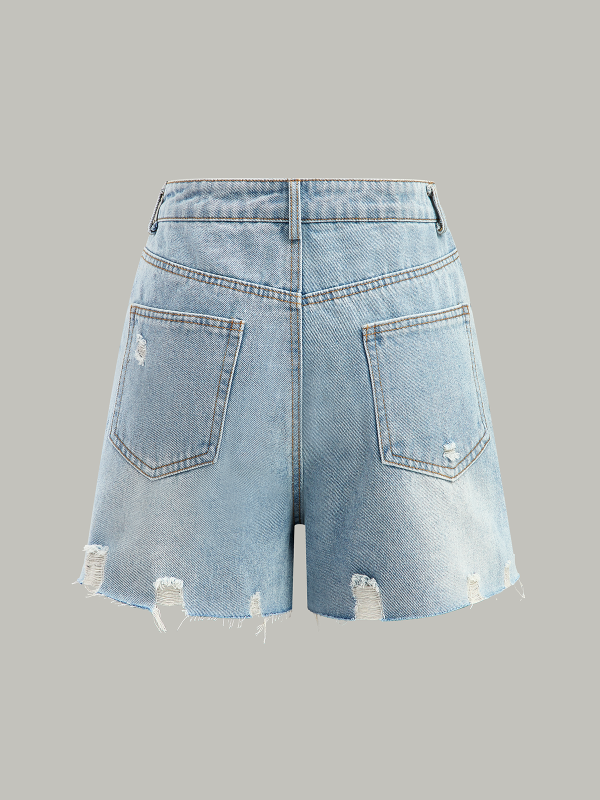 Asimetrik Bel Yıpranmış Jean Şort THESVELTECHIC