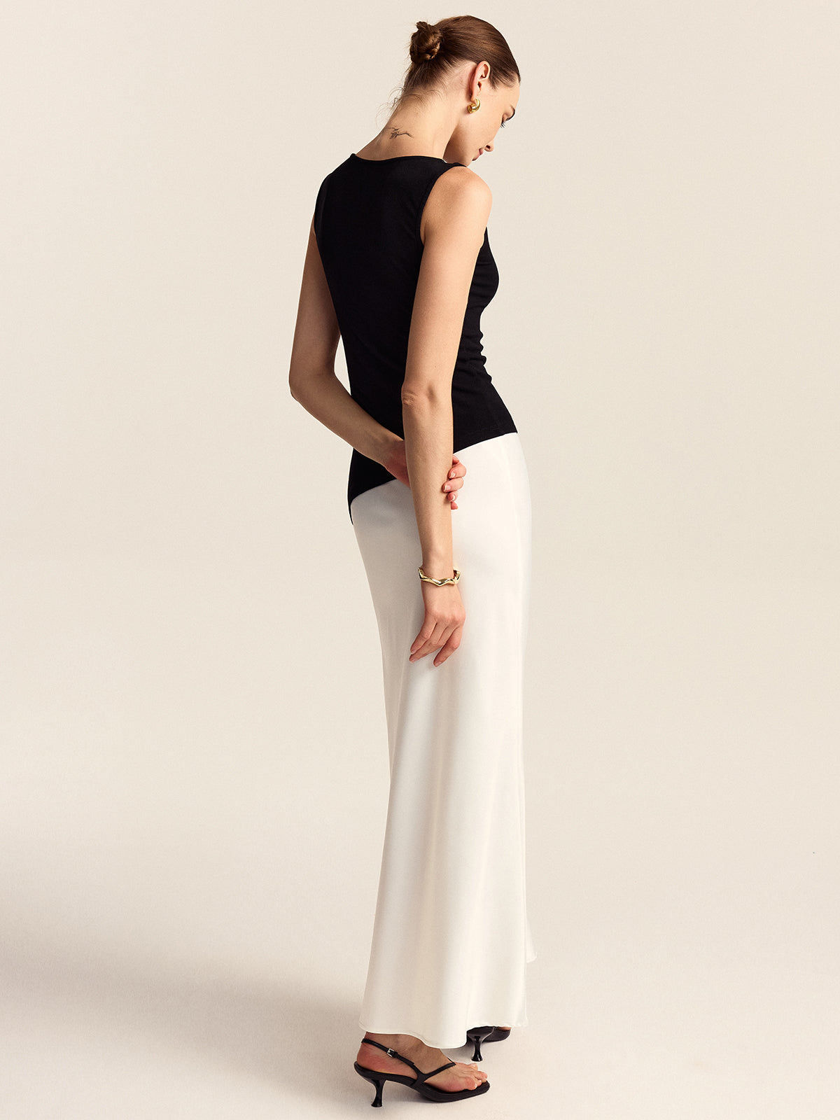 Saten Denizkızı Kesim Midi Etek Niebbla