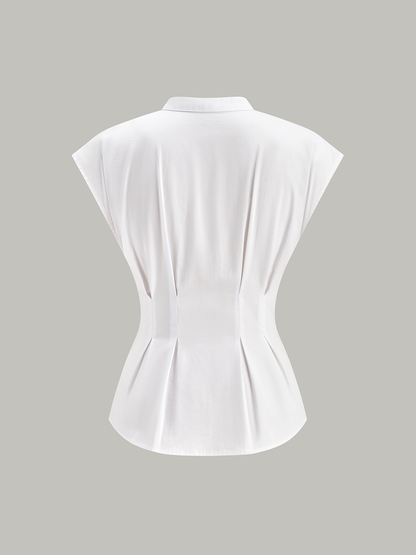 Mandarin Yaka Kapalı Kolsuz Peplum Gömlek THESVELTECHIC