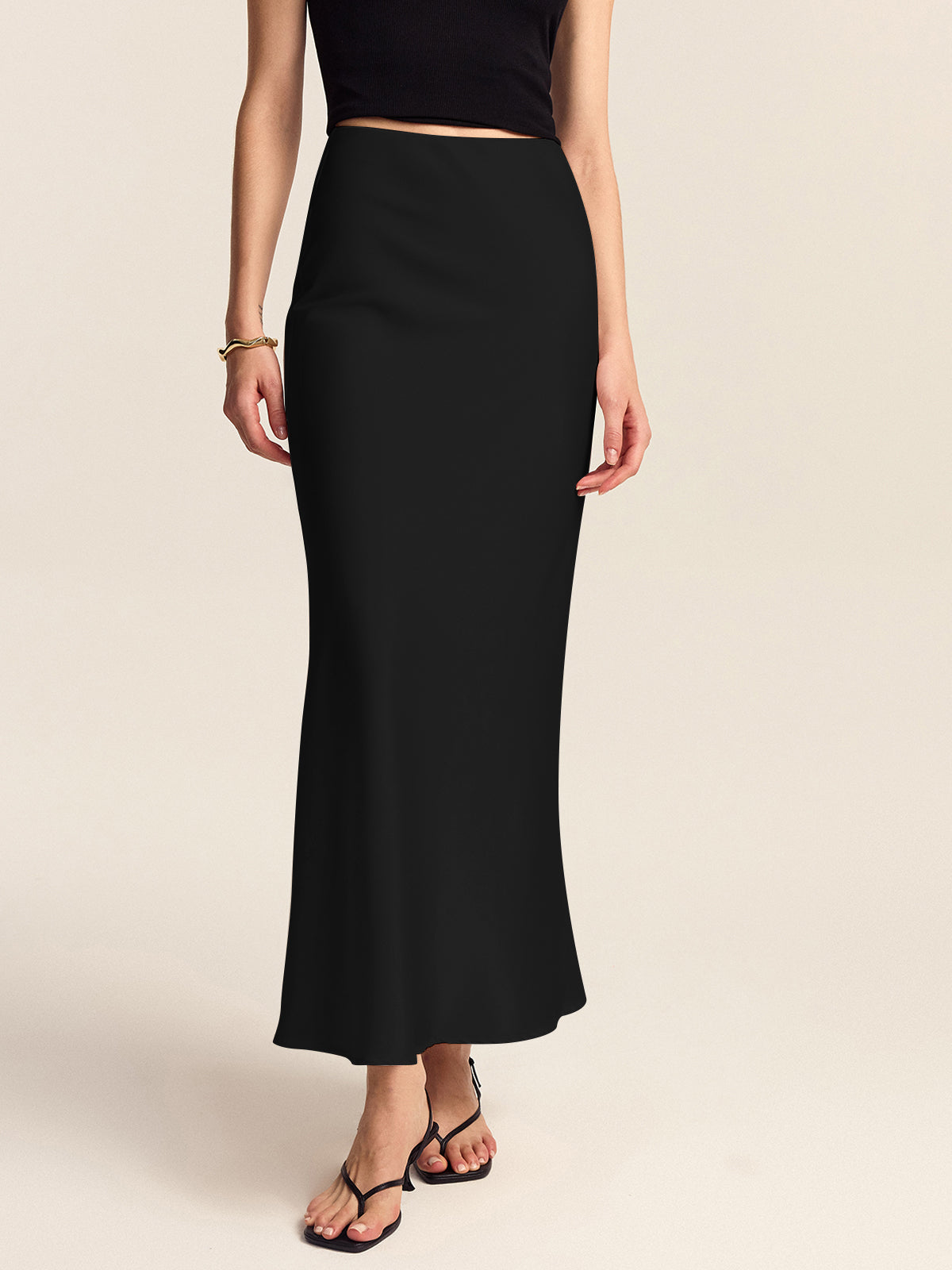 Saten Denizkızı Kesim Midi Etek Niebbla