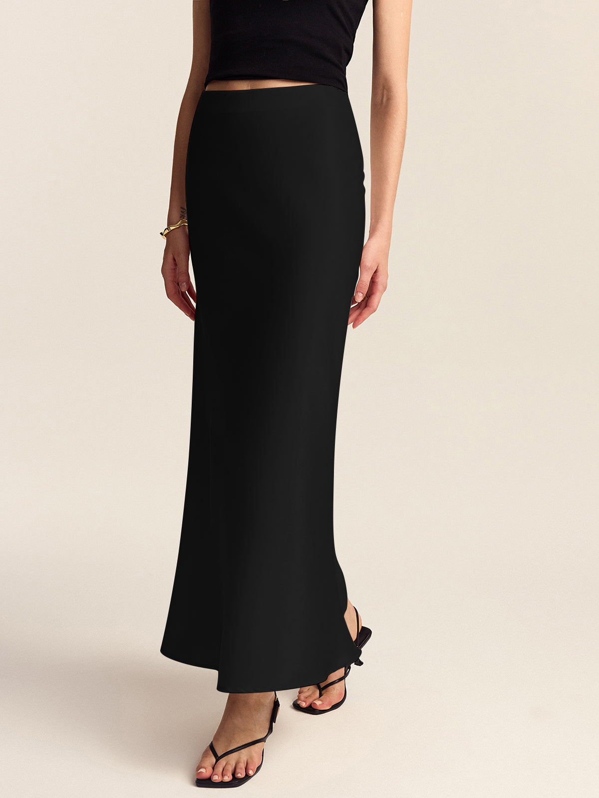 Saten Denizkızı Kesim Midi Etek Niebbla