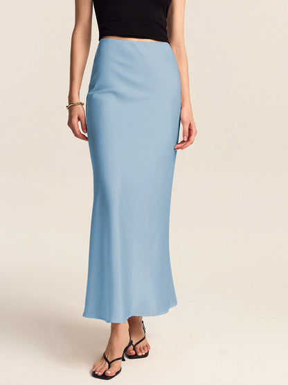 Saten Denizkızı Kesim Midi Etek Niebbla