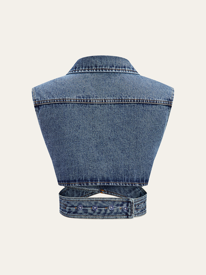 Asimetrik Wrap Kot Lapel Crop Yelek THESVELTECHIC