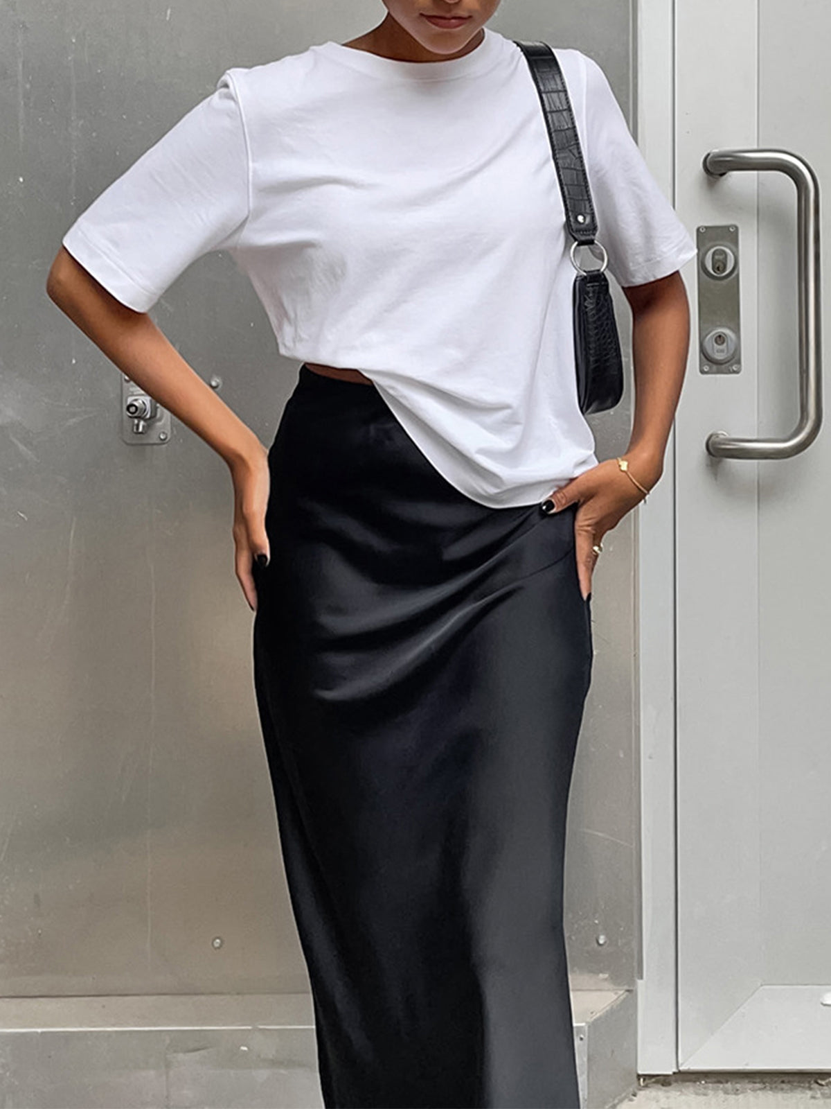 Utility Satin Maxi Skirt COMMENSE