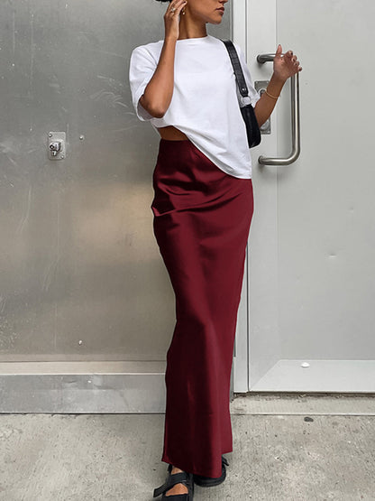 Utility Satin Maxi Skirt COMMENSE