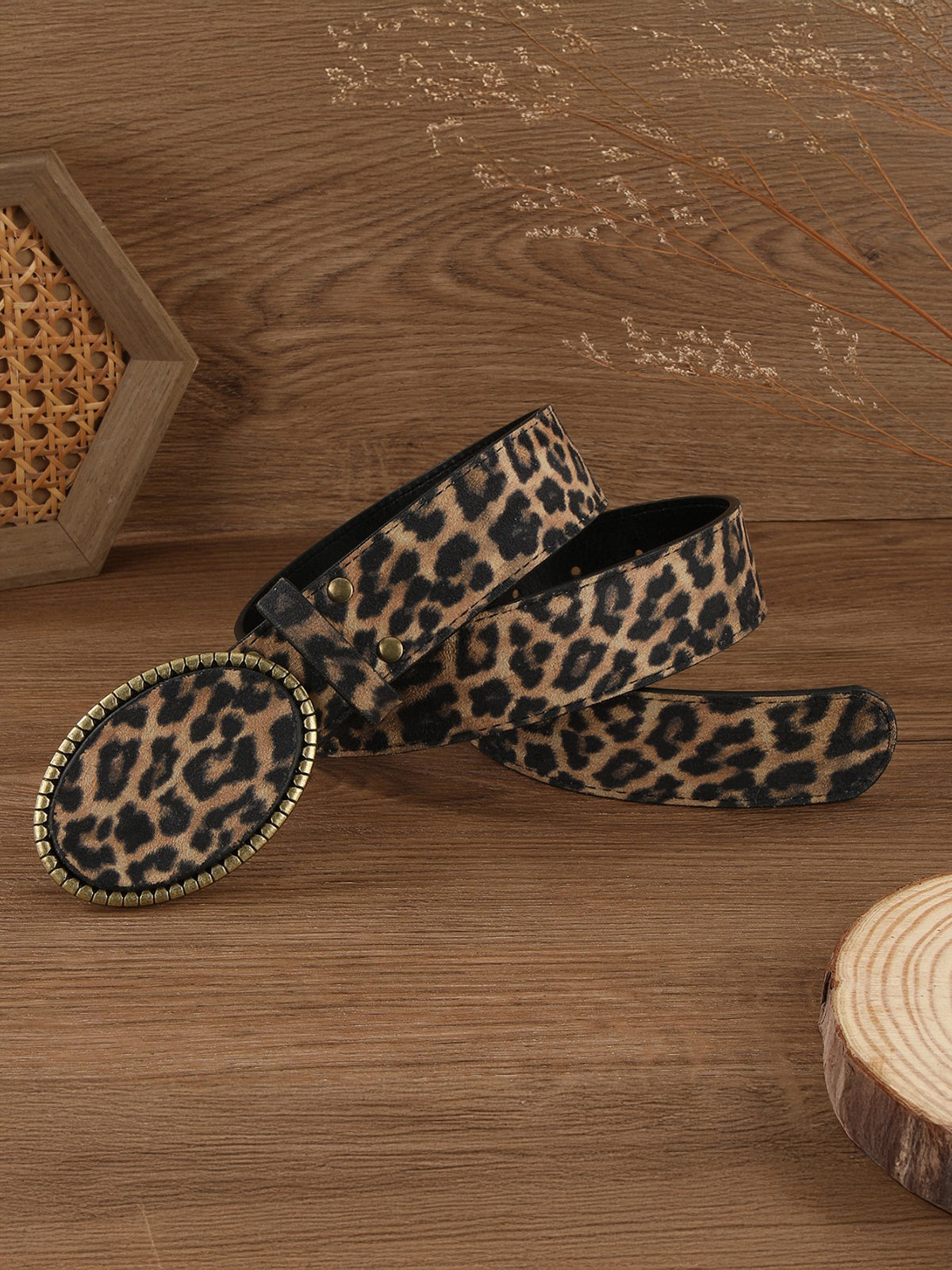 Leopar Desenli PU Deri Kemeri THESVELTECHIC