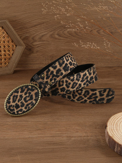 Leopar Desenli PU Deri Kemeri THESVELTECHIC