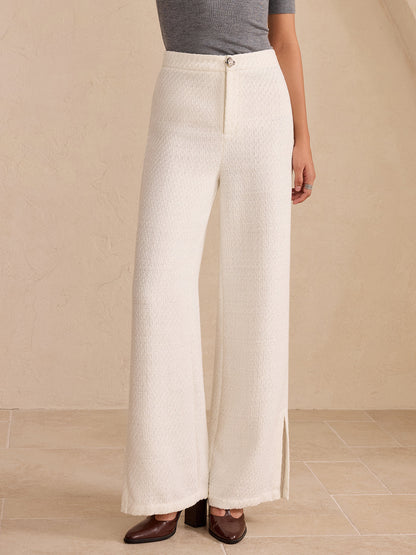 Tweed Yan Yırtmaçlı Bol Kesim Pantolon THESVELTECHIC