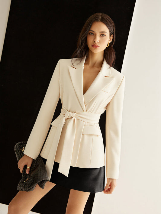 Uzun Kollu Kuşaklı Blazer THESVELTECHIC