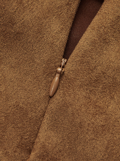 Süet Bükümlü Mini Etek Quvarse