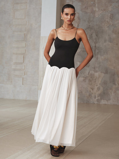 Color-Blocked Backless Cami Maxi Dress COMMENSE