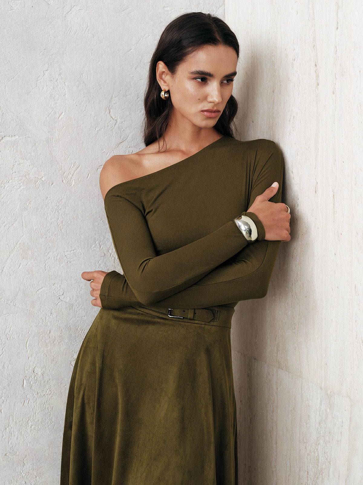 One-Shoulder Long Sleeve Blouse COMMENSE