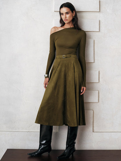 One-Shoulder Long Sleeve Blouse COMMENSE