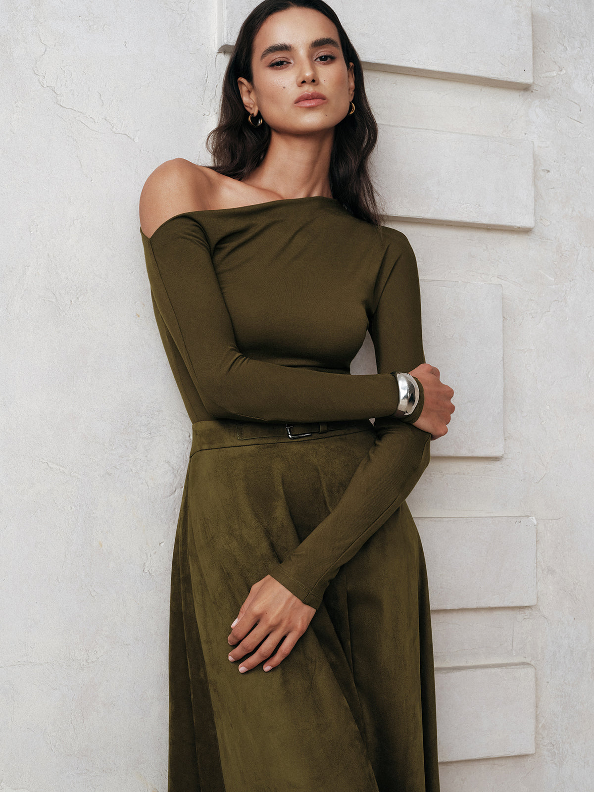 One-Shoulder Long Sleeve Blouse COMMENSE