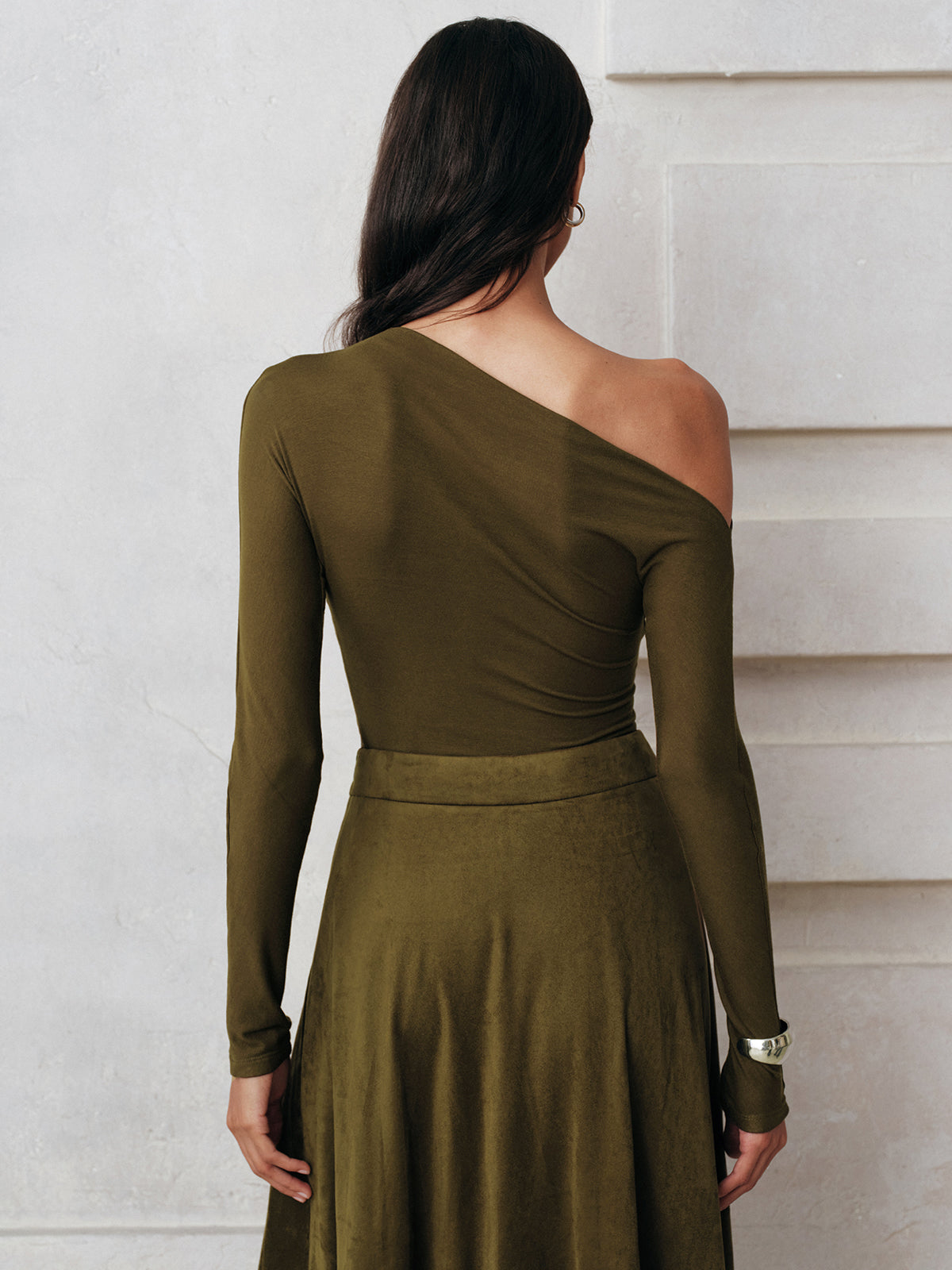 One-Shoulder Long Sleeve Blouse COMMENSE