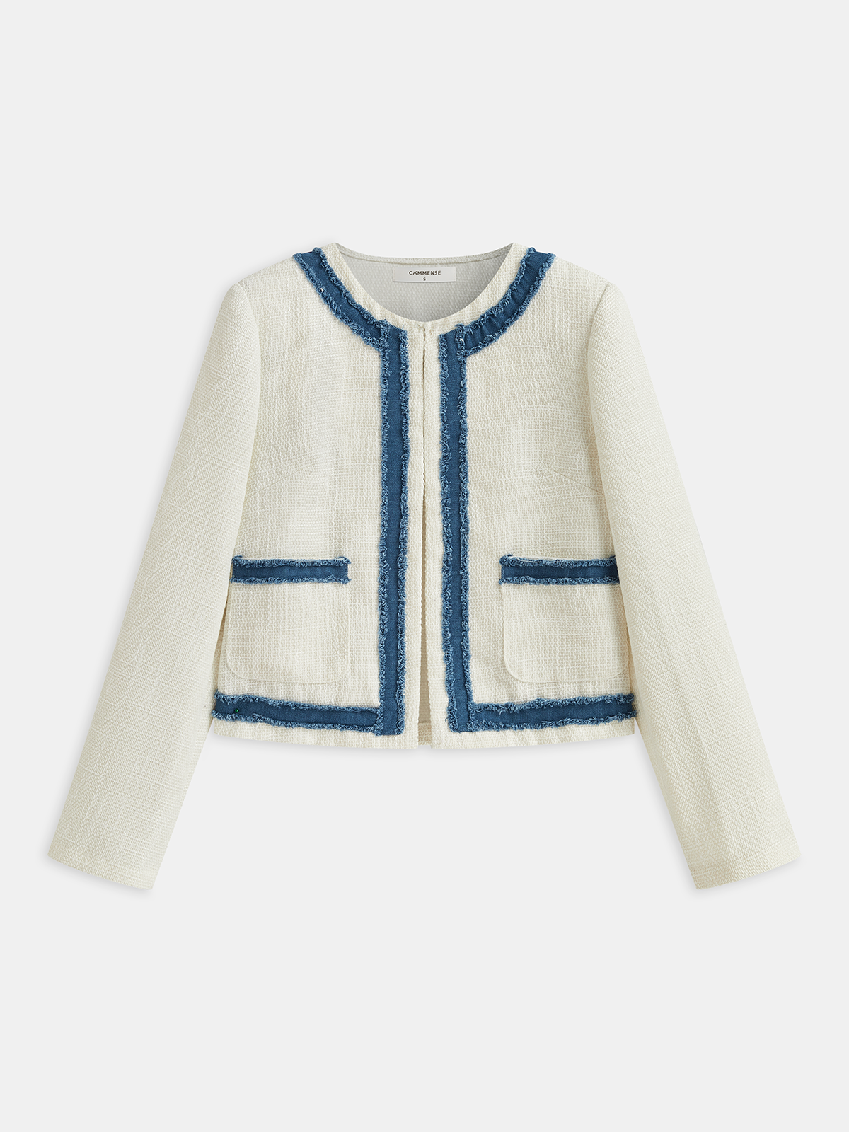 Yuvarlak Yaka Tronç ile Güzel Kontrastlı Blazer THESVELTECHIC