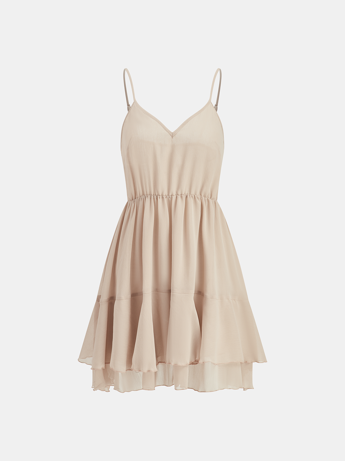 Tiered Ruffle Chiffon Mini Dress Set with Liner COMMENSE
