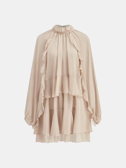 Tiered Ruffle Chiffon Mini Dress Set with Liner COMMENSE