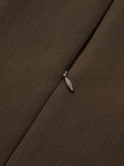 Metal Yan Düğmeli Uzun Kollu Midi Elbise THESVELTECHIC