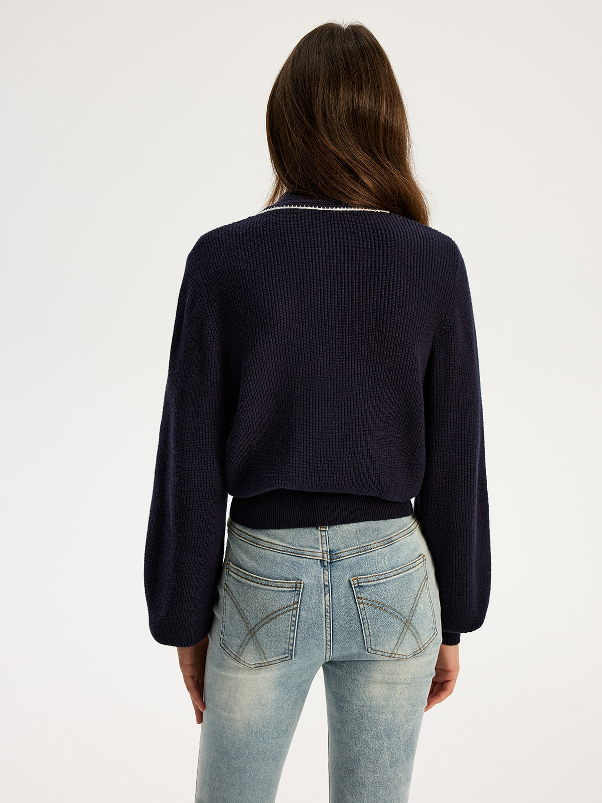 Fular Yaka Düğme Detaylı Örgü Bluz THESVELTECHIC