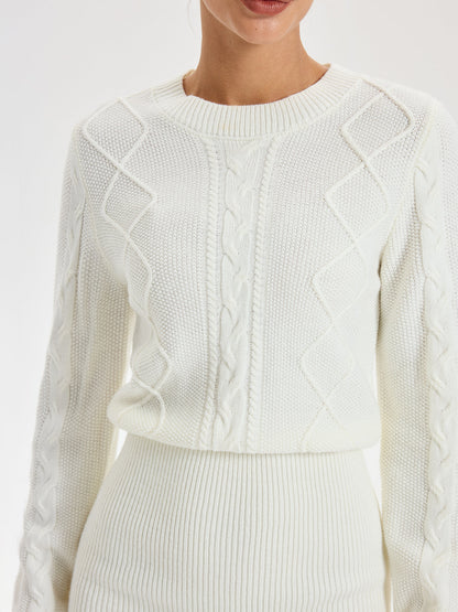 Kablo Örgü Bisiklet Yaka Elbise Kazak THESVELTECHIC