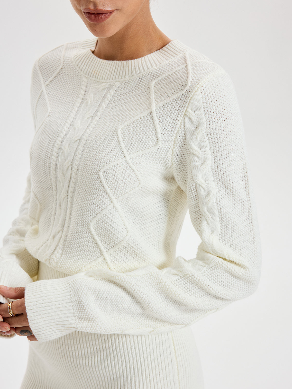 Kablo Örgü Bisiklet Yaka Elbise Kazak THESVELTECHIC