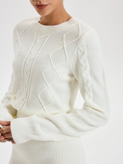 Kablo Örgü Bisiklet Yaka Elbise Kazak THESVELTECHIC