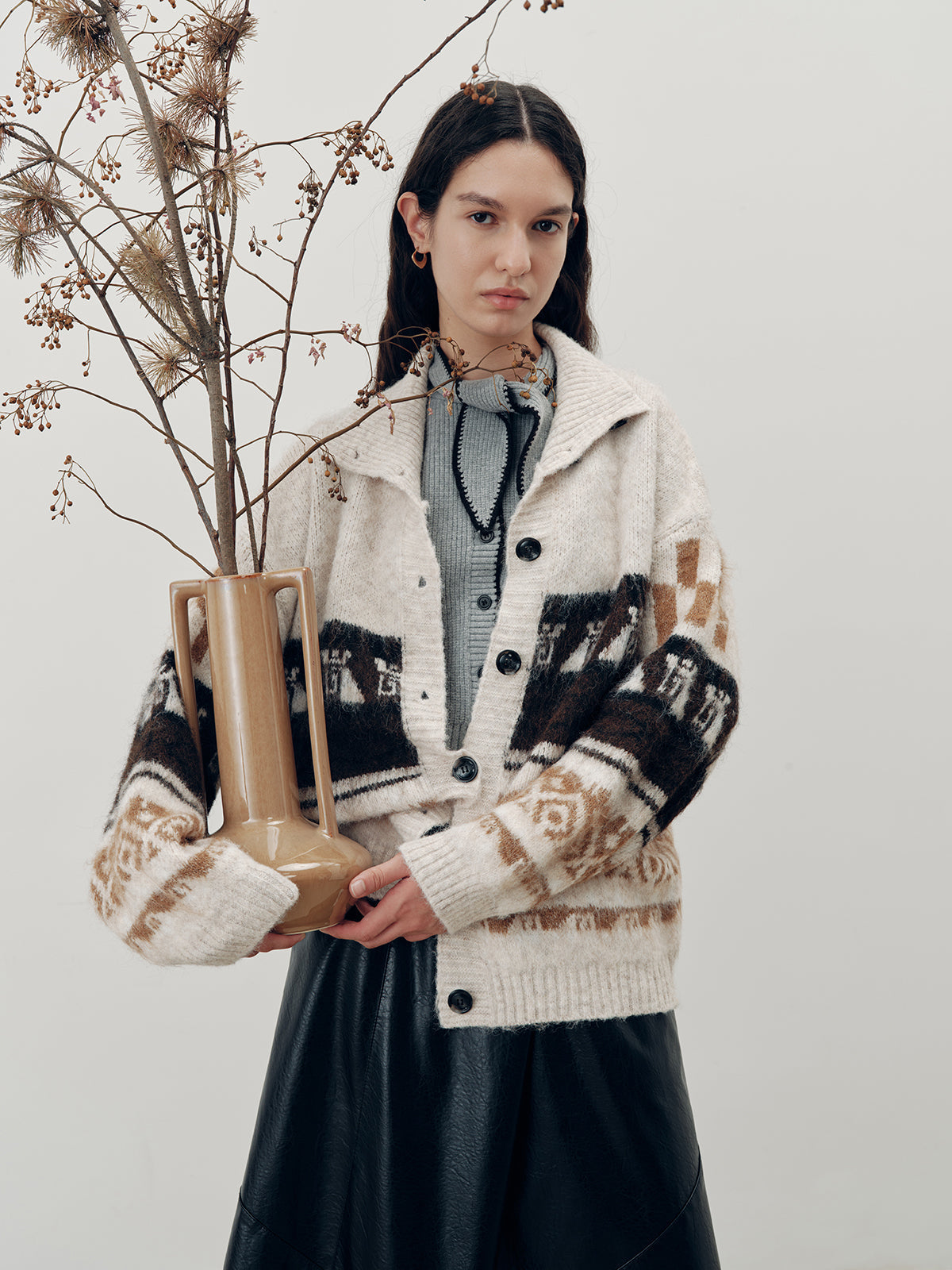 Jakard Günlük Nefes Alabilir Triko Dış Giyim THESVELTECHIC