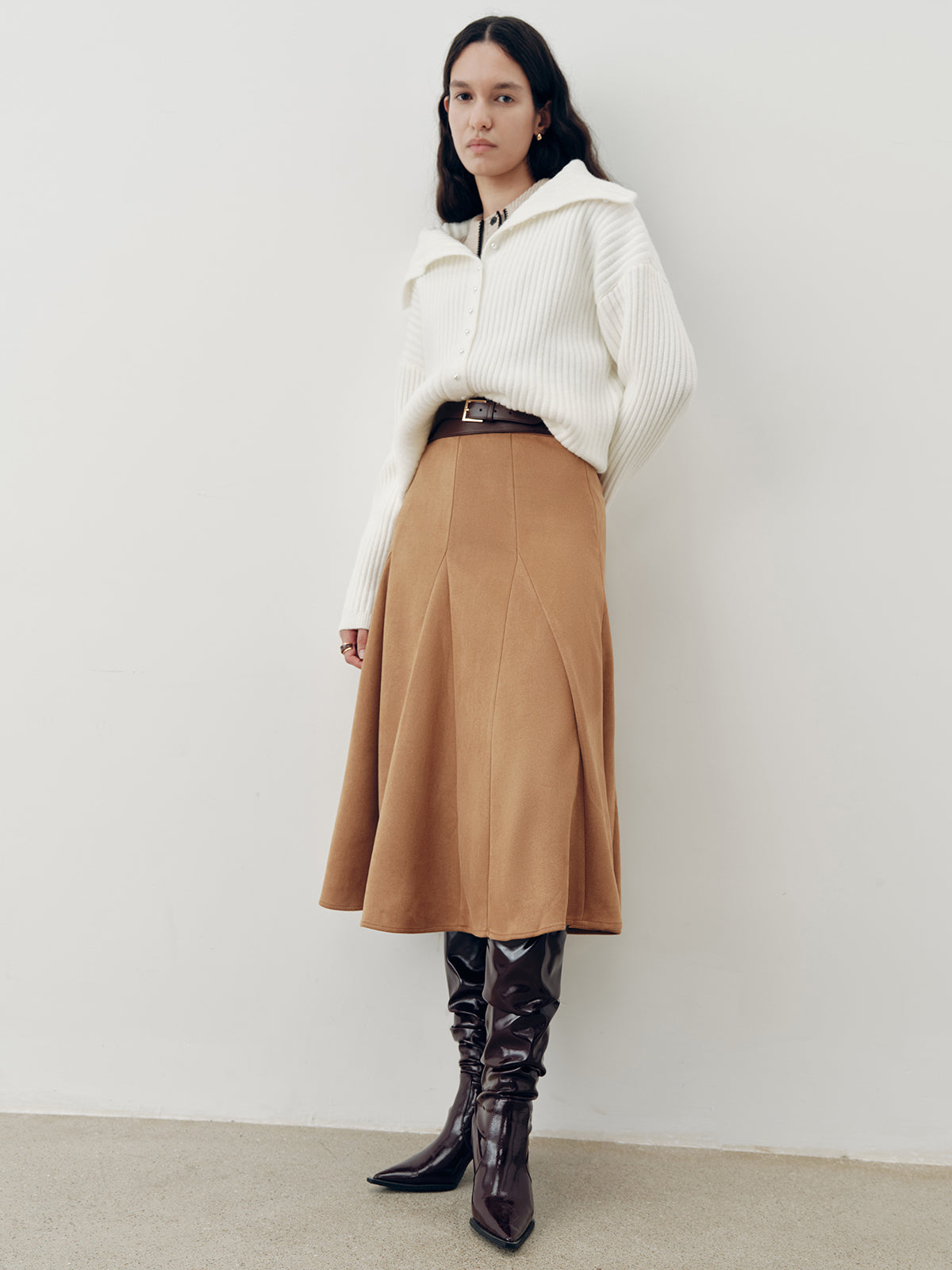 Süet A-Line Maksi Etek THESVELTECHIC