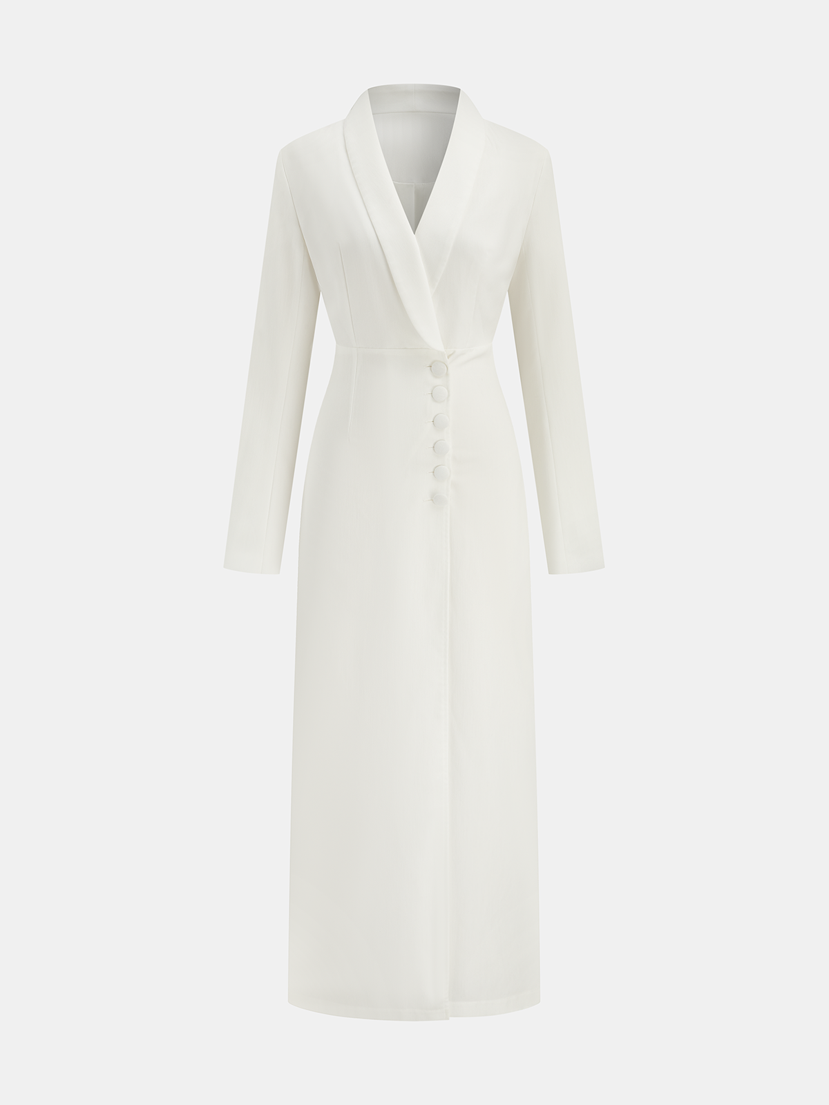 V Yaka Düğmeli Midi Elbise THESVELTECHIC