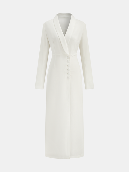 V Yaka Düğmeli Midi Elbise THESVELTECHIC