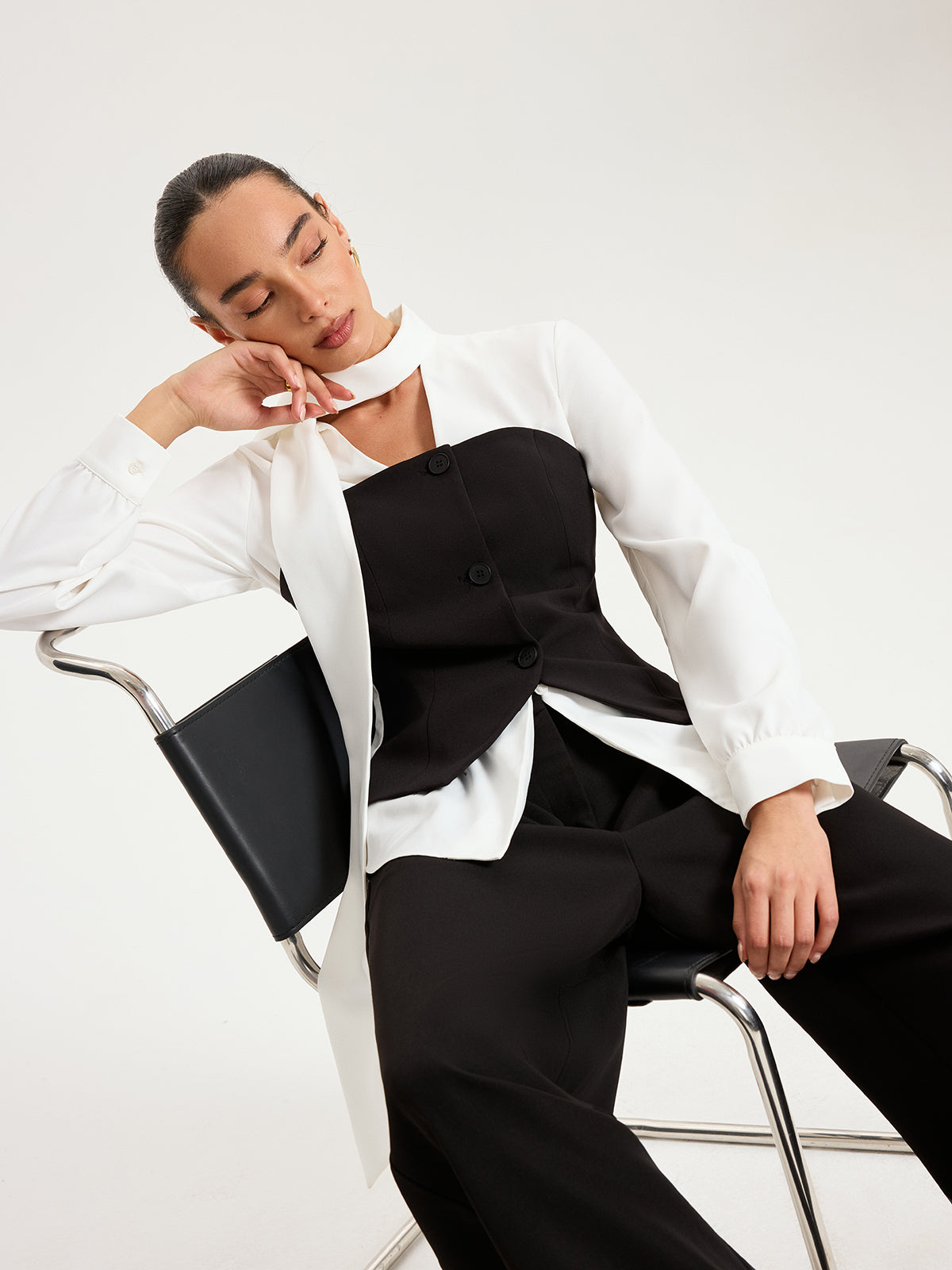 2'li 1 Çift Renk Paneli Fisarık Yaka Gömlek THESVELTECHIC