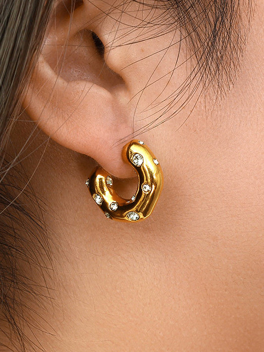 Kıvırcık Halka Küpe Kristal İşlemeleriyle THESVELTECHIC