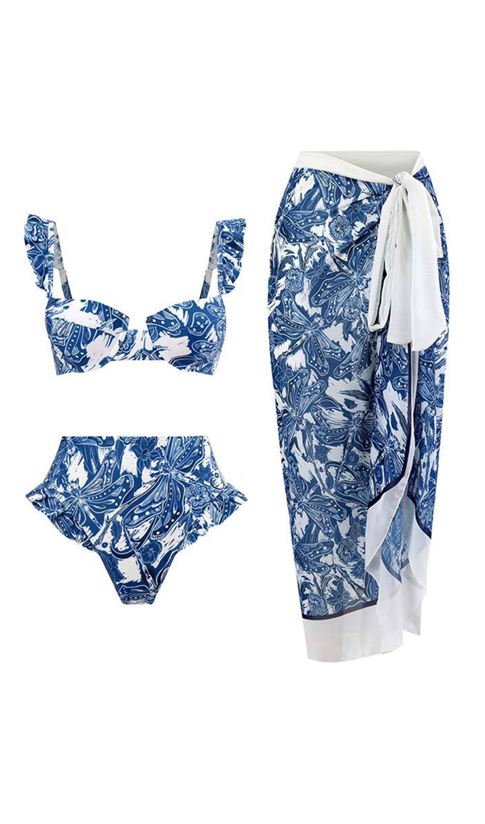 Çiçekli Bikini Mayo-Pareo Takımı Niebbla
