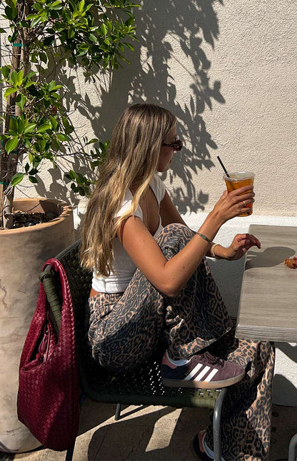 Serena - Leopar Desenli Düz Kesim Jean pantolon